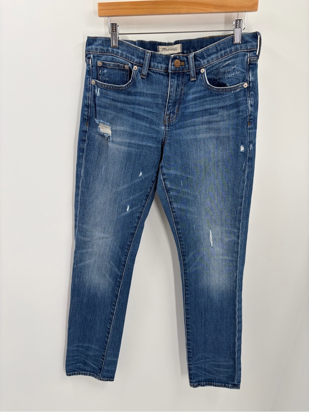 Madewell Slim Boyjean Distressed Jeans in Hollywash Size 27